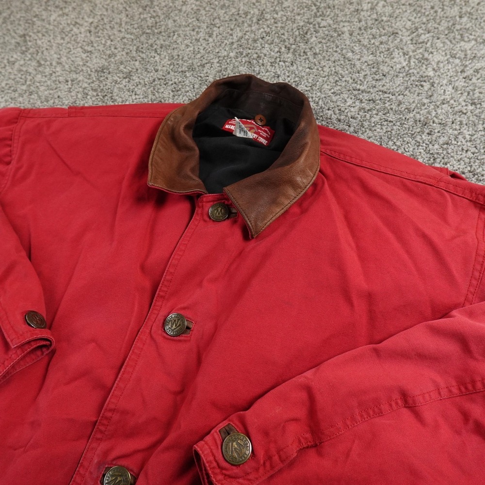 VTG Marlboro Jacket Mens L Red Canvas 3 In 1 Barn Coat Vest Western Cowboy 90s‎
